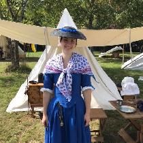 18th century Polonaise gown and petticoat made from 4C22 Royal Blue linen.