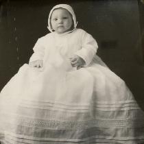 Mary, Christening gown made optic white linen...