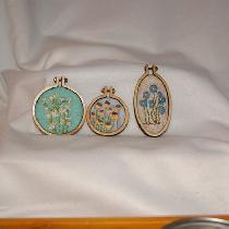 Sherri, Hand embroidered using various linen col...