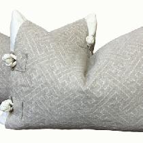 Joanna, These pillows feature white linen pillow...