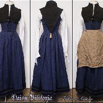 Daisy, 16th century Flemish gown in blue linen...