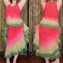 20 Yard Hem Skirt &amp; Tank ensemble by Lady Faie--hand dyed in "Juicy Watermelon"...