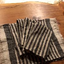 I used the heavy 19" striped linen canvas to make placemats and kitchen towels.  I fringed...