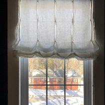 "Pouf" Window Shade - with gold beads and threads made to rise with relaxed, round and...