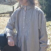 Julie, Natural Linen tunic/shirt with hand embr...