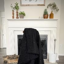 Nicole, Black linen throw blanket with bold must...