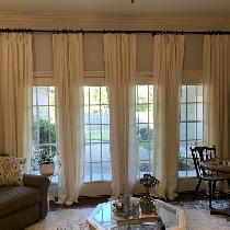 Corey, Pinch pleated linen drapes with hand sew...