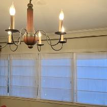 I made a set of 4 Roman shades using optic white medium weight linen. 
These shades are purposel...