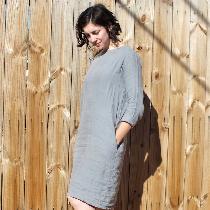 Katalyn, Linen shift dress based on Peter Pan Col...