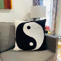 Black and White Linen Yin and Yang pillow.