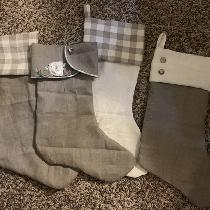 Christmas stockings from Doggie bag purchases. I love this linen. I managed to make “Custom” sto...