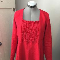 Mid-weight Crimson used for this fitted &amp; flared top; a pattern of my own design.