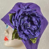 Cloche  Hat. Purple linen,Silk Flower. This linen is a joy to work with.