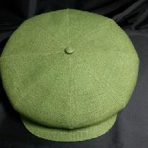 Newsboy cap made with the vineyard green 7.1oz heavy linen.