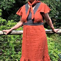 I am certainly not a model, but I had to send this photo of a dress I made with the lovely linen...