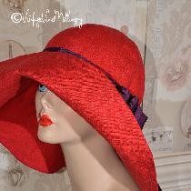 Red Linen Wide Brim Hat....Love your linen....
