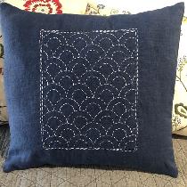 Sashiko embroidery on Insignia Blue