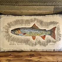 Nancy, Hand-painted Cutthroat Trout linen and c...