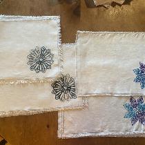 Painted placemats with frayed edges. After making napkins with frayed edges I took a little more...