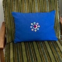 Small pillow in Cobalt, for my Dad's 1950's chair. The pillow has a hidden zipper (easy to do, r...