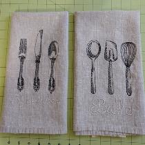 Dish towels I embroidered for family gifts. I love this fabric!! So easy to work with.