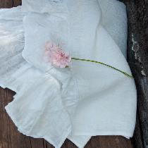 Beautiful hand towel crisp white linen with light linen ruffles