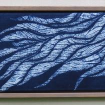 Erica, Indigo dyed shibori wall hanging titled...