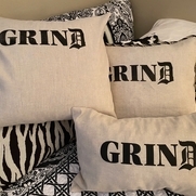 Cynthia, Silk screened pillow covers.  We printed...