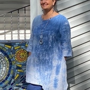 Hand dyed asymmetrical blouse with pockets.