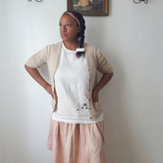 I used the Fabrics-Store Bleached Linen to make the Phoebe Linen Tank Pattern & added embroi...