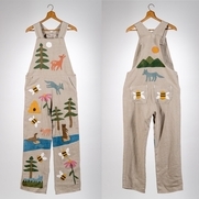 This piece was made for and about my dear sibling.100% linen: natural linen for the overalls; Bl...