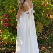 I wanted to saw a flowy linen dress for my daughter out of this beautiful linen and incorporated...