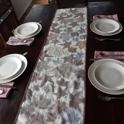 Kim, Botanically printed linen table runner....