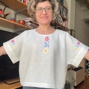 I'm learning to make clothes with traditional Bulgarian embroidery. This is the Bo top from Seam...