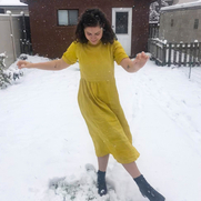 This vibrant yellow color came from Marigold flowers from this very snowy garden. I couldn't hav...