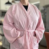 Flannel robe made using Faye Linen Duster Sewing Pattern.