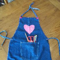 Marilyn, Child's art apron from jeans pant leg