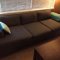 Custom Slip covered couch in Asphalt 4C22 Linen.
All cushions zip off for washing.