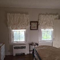 Bleached White 4c22 Linen Vienna Curtains with Ruffle Bottom Detail - perfect fabric and color f...