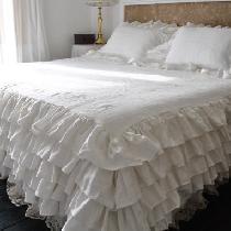 Paul, Linen ruffled coverlet  made with medium...