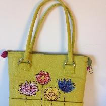 Cathy, Purse made with warm olive ,lined with p...