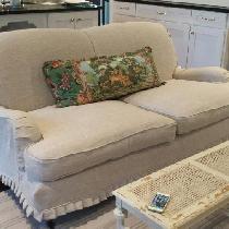 Christy, Slipcover made with mixed natural linen.