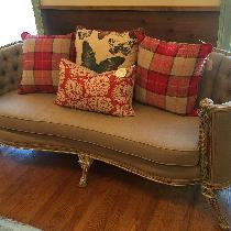 Samantha, 1920's Couch Reupholstered In Natural Li...