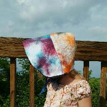 Rebecca, Reversible tie dye linen bonnet!