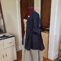 Compleatly hand sewn short saque back gown with gray petticoat.  All linen.  This look is a repr...