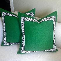 Wanda , Custom emerald green pillow accented wit...