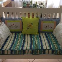 My mother is 90 years old and she loves embroidering. I sewed the cushions and she embroidered t...