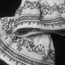 Hand-embroidered cuffs for an Anne Boleyn costume - a basketweave border & love-in-idleness...