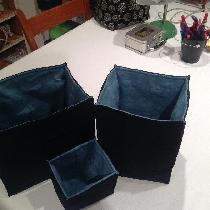I used the tourquise linen to make the nesting fabric bins.  I love this fabric.  The texture an...