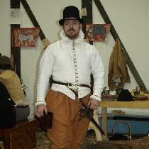 Handsewn Late Elizabethan outfit.  White linen canvas doublet (lined and interlined for more lin...
